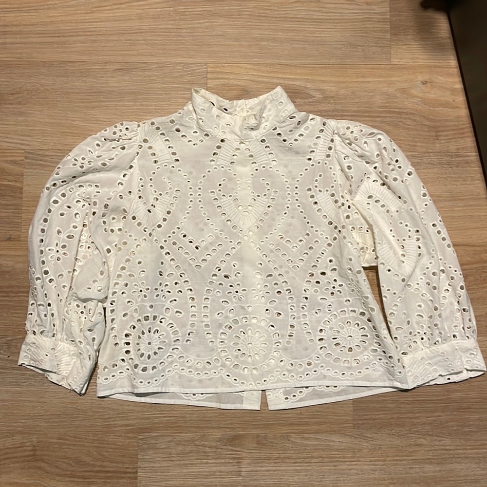 ROLLA’S EYELIT 3/4 SLEEVE BLOUSE